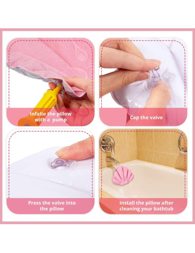 Jetec Almohadas Inflables para Baño 3 Piezas con Ventosas