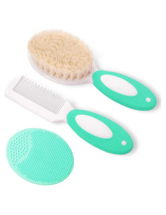 Juego de Cepillo y Peine para Bebés MR LION - Cerdas Naturales