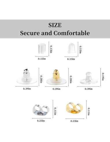 500 Respaldo de Pendientes Nkwuire Hipoalergénico Silicona