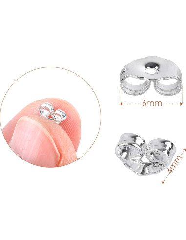 Respaldo de Aretes SANNIX 30pcs Plata Esterlina 4x6mm