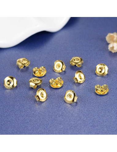 Respaldo de Pendientes DELECOE 6 Pares Hipoalergénico Oro y Plata