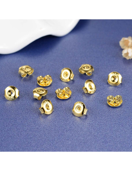 Respaldo de Pendientes DELECOE 6 Pares Hipoalergénico Oro y Plata Respaldo de Pendientes DELECOE 6 Pares Hipoalergénico Oro y Plata
