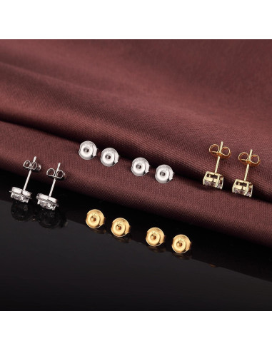 Respaldo de Pendientes DELECOE 6 Pares Hipoalergénico Oro y Plata