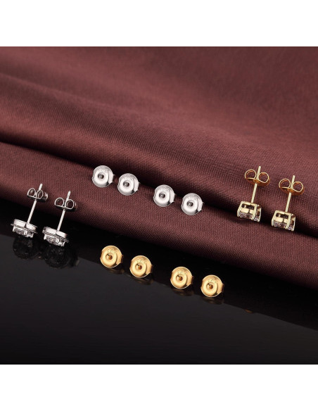 Respaldo de Pendientes DELECOE 6 Pares Hipoalergénico Oro y Plata Respaldo de Pendientes DELECOE 6 Pares Hipoalergénico Oro y Plata