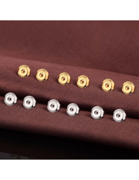 Respaldo de Pendientes DELECOE 6 Pares Hipoalergénico Oro y Plata Respaldo de Pendientes DELECOE 6 Pares Hipoalergénico Oro y Plata