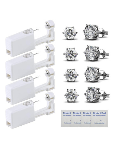 Kit de Perforación de Orejas HYJLPAF - 4 Pistolas Desechables con Aretes 5mm