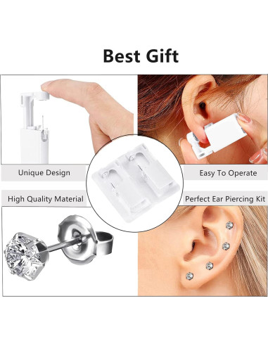 Kit de Perforación de Orejas HYJLPAF - 4 Pistolas Desechables con Aretes 5mm