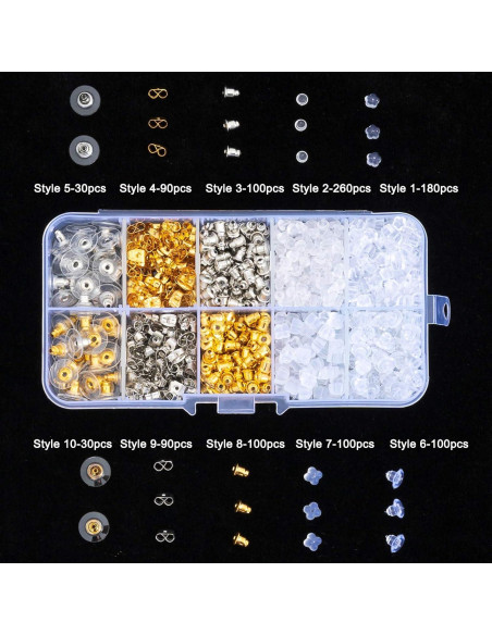 Kit de Respaldos de Aretes Vivixin 1080pcs Multicolor