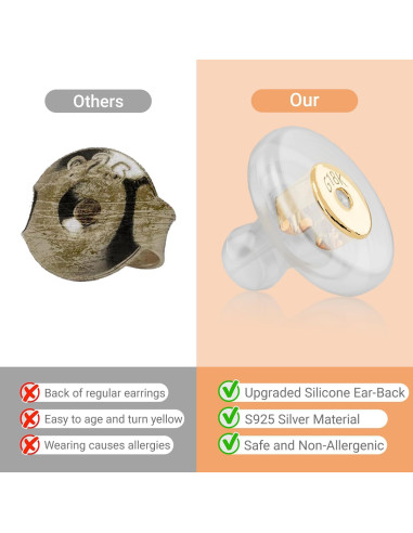 Resortes de Silicona Hipoalergénicos JUNCHONG 12 PCS Oro