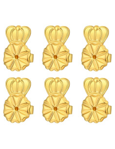 3 Pares de Respaldo de Aretes Ajustables Kouley Oro 14K