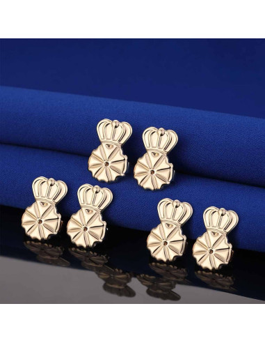 3 Pares de Respaldo de Aretes Ajustables Kouley Oro 14K