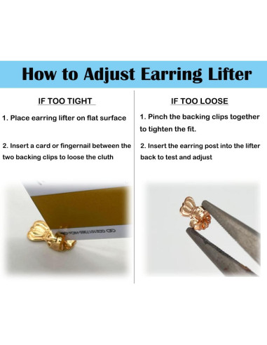 3 Pares de Respaldo de Aretes Ajustables Kouley Oro 14K