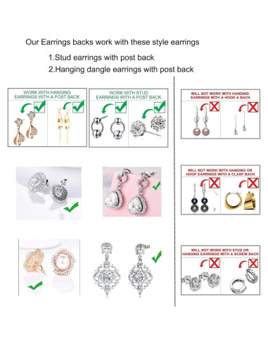 3 Pares de Respaldo de Aretes Ajustables Kouley Oro 14K