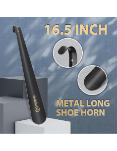 Cuerno de Zapato ZOMAKE Mango Largo 41.91 cm Metal Negro 2