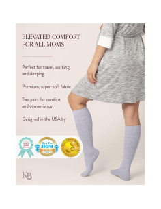 Calcetines de Compresión Kindred Bravely 2-Pack Rosa y Gris Grande 2