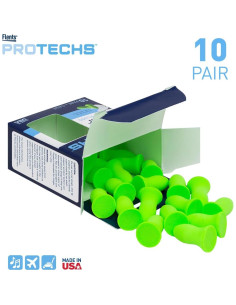 Tapones de espuma Flents Protechs - 10 pares, NRR 33, verde 2