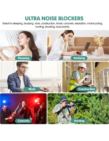 100 Pares de Tapones para Oídos Jindali Reducción de Ruido 33dB