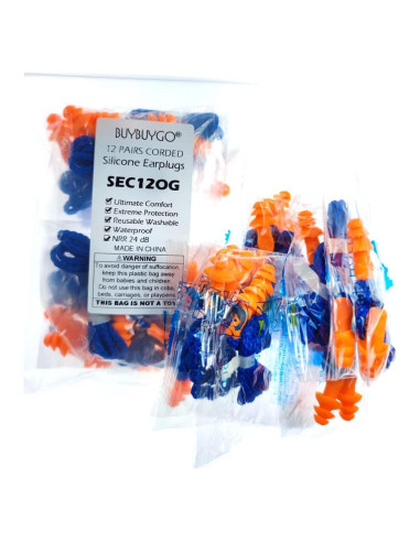 12 Pares de Tapones de Silicona BUYBUYGO con Cable Reutilizables