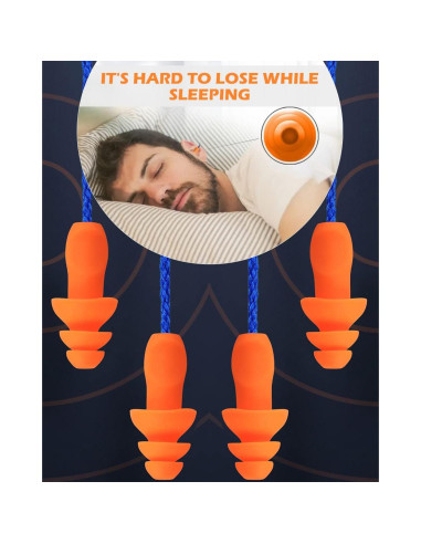 12 Pares de Tapones de Silicona BUYBUYGO con Cable Reutilizables