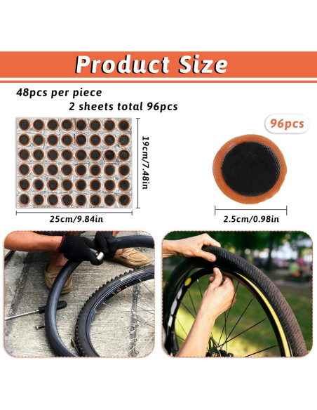 Kit de 96 Parches de Neumático de Bicicleta Mozeat Lens 25mm