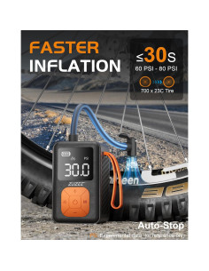 Mini Bomba de Bicicleta ZUZEE 150 PSI Portátil con Manómetro 2