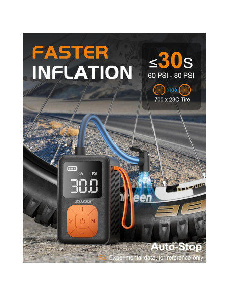 Mini Bomba de Bicicleta ZUZEE 150 PSI Portátil con Manómetro