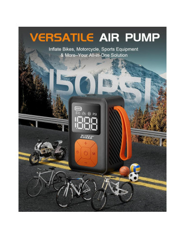 Mini Bomba de Bicicleta ZUZEE 150 PSI Portátil con Manómetro