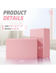 Bloques de Yoga Biguphate 2 Pack EVA Antideslizantes Rosa 2