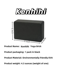 Bloque de Yoga Kenhihi EVA Antideslizante 23x15x8 cm Negro 2