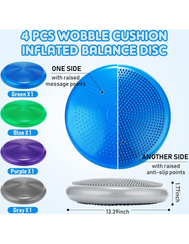 Almohadilla de Equilibrio Inflable Jerify 4 Pcs 34 cm PVC