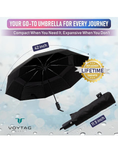 Paraguas Compacto VOYTAG Automático a Prueba de Viento 106.68 cm 2