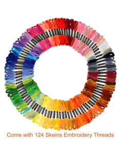 Hilo de Bordado PAXCOO 124 Madejas 8m Poliéster-Algodón 2