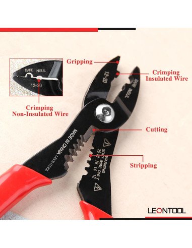 Alicate eléctrico multifuncional LEONTOOL 4 en 1 17.78 cm