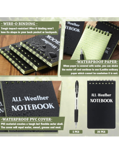 Cuadernos Impermeables Chinco 20 Pcs 3x5" para Todo Clima