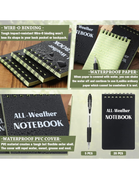 Cuadernos Impermeables Chinco 20 Pcs 3x5" para Todo Clima