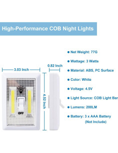 Luces LED portátiles Yilin, 6 paquetes, luz nocturna COB 2