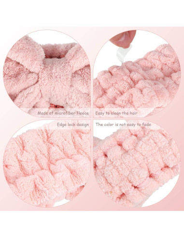 3 Diademas de Microfibra Hicarer con Lazo para Maquillaje