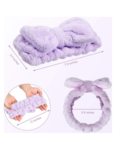 3 Diademas de Microfibra Hicarer con Lazo para Maquillaje