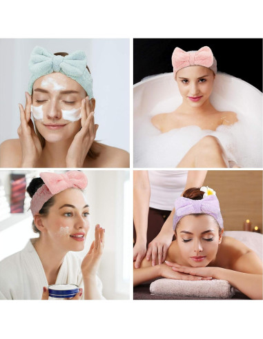 3 Diademas de Microfibra Hicarer con Lazo para Maquillaje