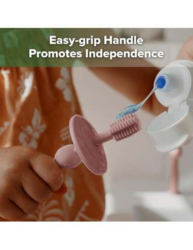 Cepillo de Dientes 360 Haakaa para Bebés Rubor - Silicona Alimentaria