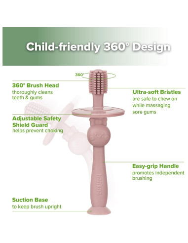 Cepillo de Dientes 360 Haakaa para Bebés Rubor - Silicona Alimentaria