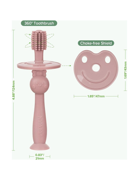 Cepillo de Dientes 360 Haakaa para Bebés Rubor - Silicona Alimentaria