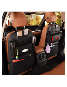 2 Organizadores de Asiento de Coche SANMITTI Cuero Sintético Negro