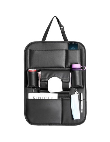 2 Organizadores de Asiento de Coche SANMITTI Cuero Sintético Negro