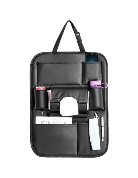 2 Organizadores de Asiento de Coche SANMITTI Cuero Sintético Negro