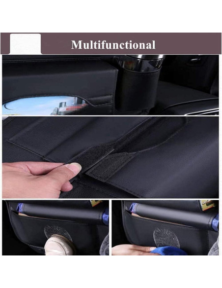 2 Organizadores de Asiento de Coche SANMITTI Cuero Sintético Negro