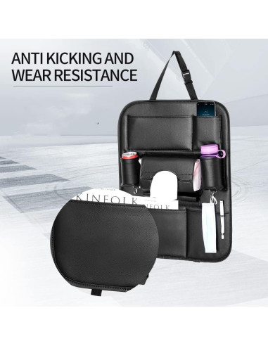 2 Organizadores de Asiento de Coche SANMITTI Cuero Sintético Negro