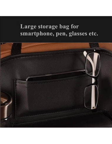 2 Organizadores de Asiento de Coche SANMITTI Cuero Sintético Negro