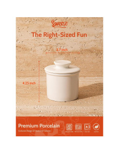 Plato de Mantequilla Sweese Blanco - Conservador de Porcelana 155g 2