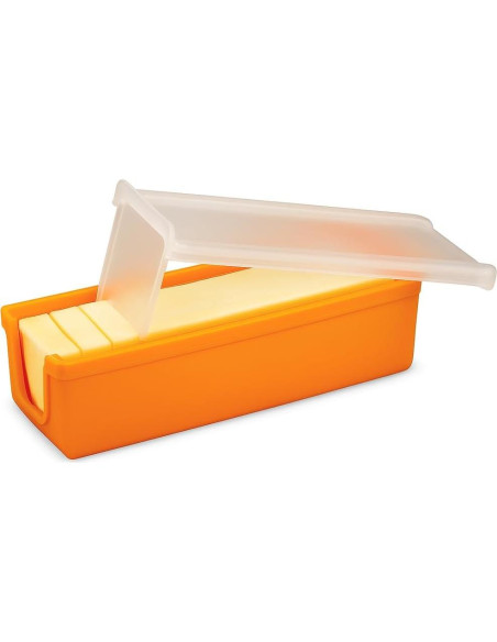Conservador de Mantequilla de Silicona Naranja con Cuchilla 14x4.4cm